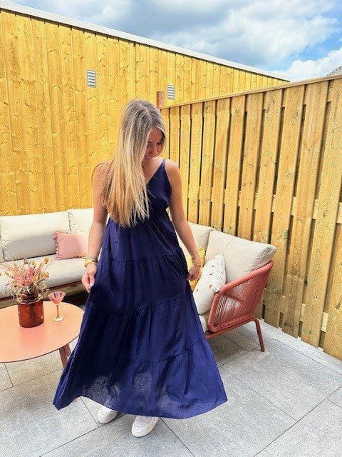 Maxi jurk zomer - blauw - Petite Fashion