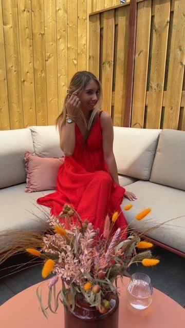 Maxi jurk zomer - rood - Petite Fashion