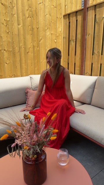 Maxi jurk zomer - rood - Petite Fashion
