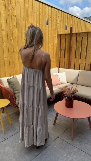 Maxi jurk zomer - taupe - Petite Fashion