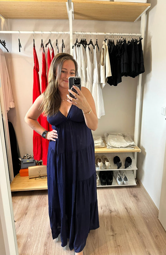 Maxi jurk zomer - blauw - Petite Fashion