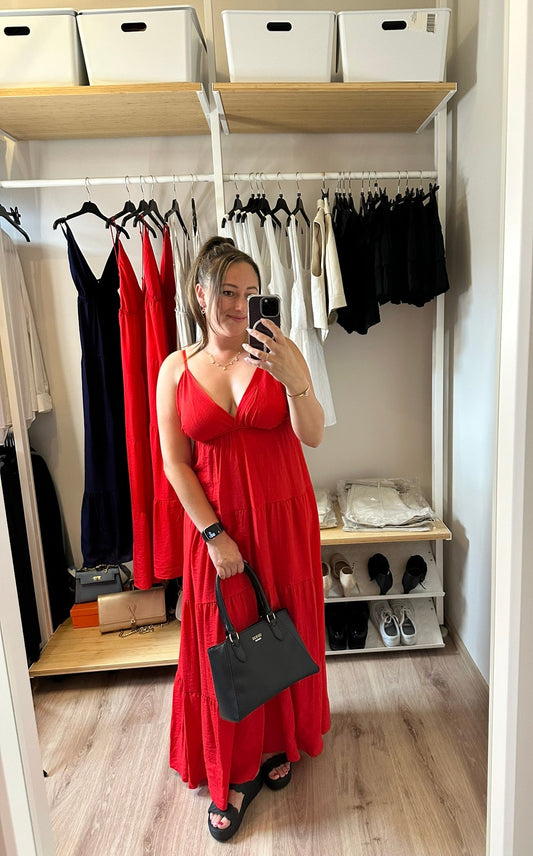 Maxi jurk zomer - rood - Petite Fashion